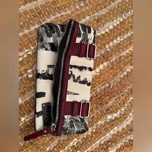 L.AM.B Stylish Black and White Clutch with Red Accents